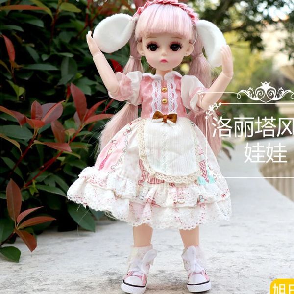 30CM Bjd poupée robe Lolita 15 poupées à articulations mobiles avec costume scolaire maquillage bricolage Bjd poupée cadeaux pour fille Animal BJD jouet 240105