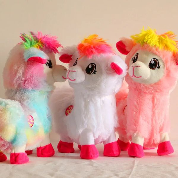 30 cm coton électronique alpaga jouet Ass twist peluche peluche arc-en-ciel alpaga animaux jouets pour enfants anniversaire cadeaux de Noël 240111