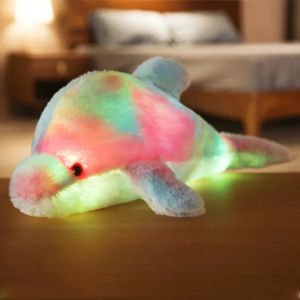 30 cm jouet créatif oreiller lumineux doux en peluche douce lueur incorporée coussin dauphin LED Gift jouet léger pour enfants enfants filles 240424