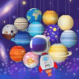 Lanternes en papier pour fête galaxie, 30cm, système solaire, planète suspendue, lampion de l'espace, décorations d'anniversaire pour enfants, 240127