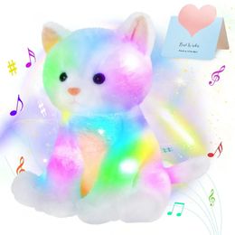 30 cm de juguete LED de 30 cm Cat Muñeca Musical Musical Kawaii Sleeping Showing Almohada para niñas Lullabies Plush Animales Niños Niños 240508
