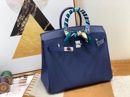 Bolso de marca gris de 30 cm bolso de lujo Epsom cuero costuras hechas a mano de color azul marino azul azules precio al por mayor entrega de entrega