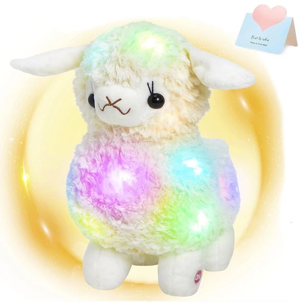 30 cm Agneau blanc illuminé LED Animal rempli mouton Soft Plux Toy Birthday Goat Oreiller de Pâques Glow Glow Glow 240424