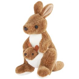 30 cm Kawaii mignon coussins kangourou mère et fils jouets en peluche PP coton animaux en peluche enfants cadeaux de naissance pour enfants 231228