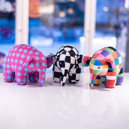 30 cm kawaii elmer en vrienden pluche cartoon geruit kleurrijke olifant emma slang teddybeer speelgoed kerstcadeau