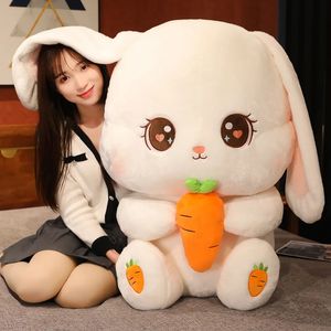 30 cm Kawaii Long Ear Rabbit Plush Pillow Big Size Bunny Dolls Gevulde zachte dierenkussen Girls Kids Birthday Xmas Gifts 240522