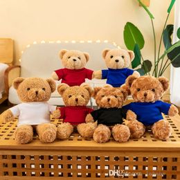 30 cm kindercadeaus schattige hoodie teddybeer pluche poppen speelgoed gevuld zacht cartoon dier beer knuffel pop met T-shirt