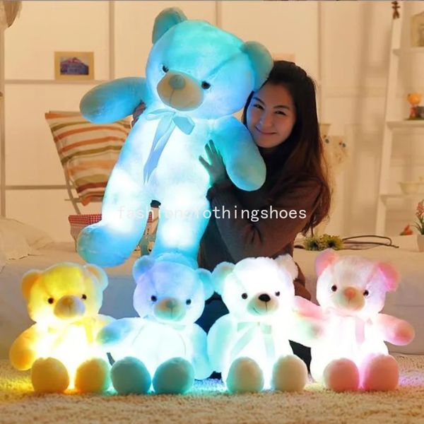 30 cm lumineux créatif éclairage LED ours en peluche animaux en peluche jouet coloré brillant ours en peluche cadeau de noël pour enfant