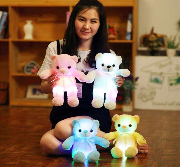30 CM juguetes de peluche luminosos iluminan LED colorido brillante oso de peluche muñeco de peluche niños regalo de Navidad para niños niñas 8851159