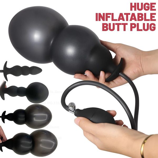 Bomba de aire inflable de gran tamaño de 30cm, tapón Anal de expansión, dilatador vaginal, consolador anal, juguetes sexys para adultos para mujer, hombre, Gay