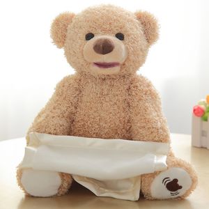 30cm Peek Bear Musique électrique Peluche Jouets en peluche Jouant à cache-cache Mignon Dessin animé Anniversaire Cadeaux de Noël Jouets pour enfants LJ201126