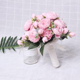 30cm Peony Artificial Rose Flowers Bouquet Silk Bruid Holding Wedding Woondecoratie Party DIY Faux Spring1