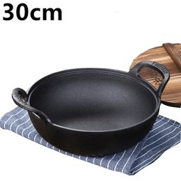 30 cm voorgekruide gietijzeren braadpan met lushandvat 12 steelpannen, zware soeppan, braadpan, kookgerei, grillwok 240321