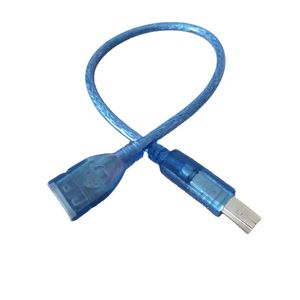 Connecteurs USB 2.0 courts de 30cm, Type B mâle vers A femelle (BM vers AF), adaptateur de Port d'imprimante, convertisseur de câble de données, cordon bleu