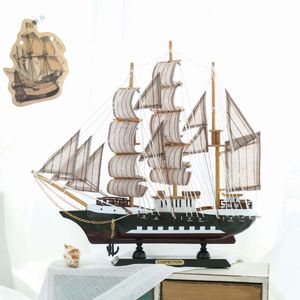 30 cm Smooth Sail Style Mediterranean Modelo de velero Decoración de gabinetes de vinos pequeñas embarcaciones de madera de madera