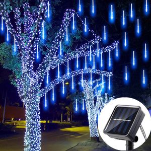 Decoración LED Solar de 30CM, luz de lluvia de meteoros, guirnalda de luces navideñas impermeable, decoración de jardín de hadas, guirnalda de calle al aire libre, Navidad