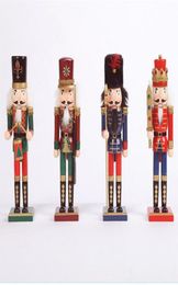 30 cm de casse-noisette de Noël en bois Puppet Zakka Creative Desktop Decoration Ornements de Noël de grande taille Dessin Walnuts 7163408