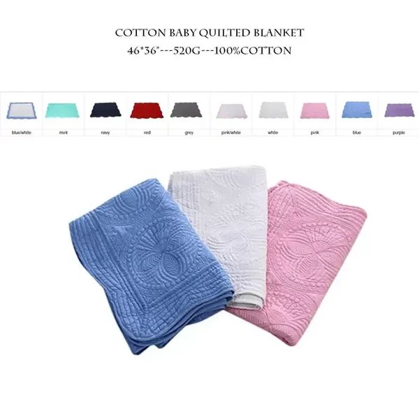 30 couleurs bébé couverture coton brodé enfants couette monogrammable climatisation couvertures infantile douche cadeau en gros