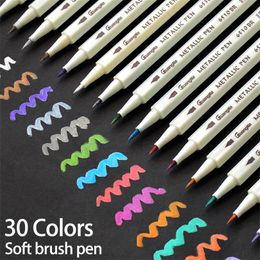 30Colors Metallic Soft Brush Marker Pen Diy Scrapbooking Crafts voor het tekenen van fotoalbumcrafboek Crafts Card Making 210226