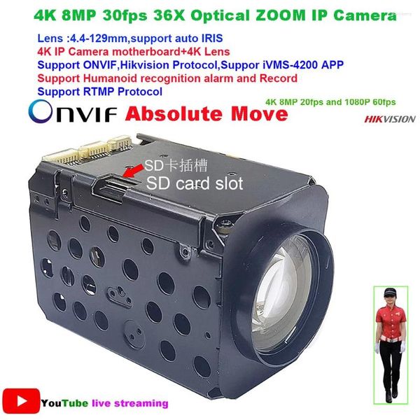 Cámara IP IMX 415 con ZOOM óptico 30fps 36X ONVIF movimiento absoluto IRIS automático protocolo Hikvision RTMP IVM4200 P2P