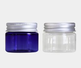 30G Heldere blauwe plastic crème jar 30ml kleine lege huisdier fles met aluminium schroefdop cosmetische verpakking