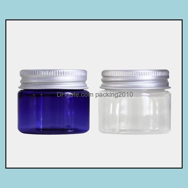 30G Pot de crème en plastique bleu clair 30 ml Petite bouteille vide pour animaux de compagnie avec bouchon à vis en aluminium Emballage cosmétique Livraison directe 2021 Bouteilles d'emballage