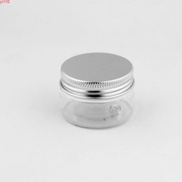 Pot de crème en plastique transparent de 30g, petite bouteille vide en PET avec bouchon à vis en aluminium, emballage cosmétique LX1301goods