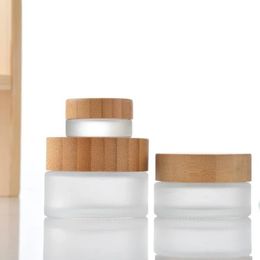 30 g de botella de crema de bambú cubierta de madera de madera de vidrio recipientes de brillo de labios cosméticos