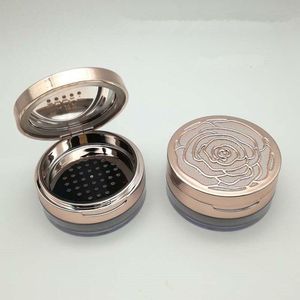 30g Vide Rond Double Couche Poudre En Vrac Pot Or Rose Cosmétique Poudre Compacte Bouteille avec Grille feuilletée miroir F393 Geapl