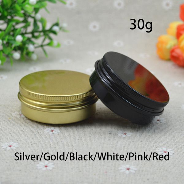 30g petit pot en aluminium vide grain de café emballage 30 ml cosmétique baume à lèvres crème conteneur noir argent or rose rouge livraison gratuite