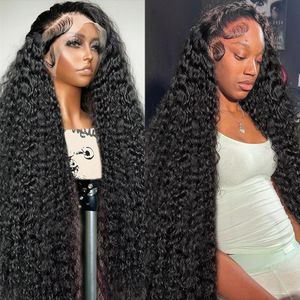 30inch Gluefree Loose Deep Wave 13x6 Perruque de dentelle avant Ferme humaine Full Wig Wig Brazilian Water Coie Curly 13x4 360 Front Perruques noires mélangées Curlywig