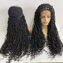 30inch Lang Synthetisch Haar Zwart Golvend Zacht Dreadlocks Pruik 9*6 Kant Frontale Pruiken voor Zwarte Vrouw