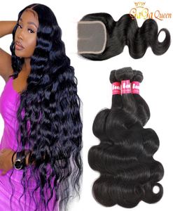 30inch Peruvian Body Wave Virgin Hair With Closure Unprocessed Peruvian Hair Weave Bundles With 4x4 Lace Closure Nature Color9212872