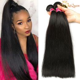 30 inch Raw Indian Steil Haar 3 Bundels Virgin Human Hair Extensions Gagaqueen