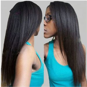 30 inch Yaki Rechte frontale Menselijk Haar Pruik Braziliaanse Remy natuurlijke Hoofdhuid transparant hd Lace Front remy afro-amerikaanse haar Pruik