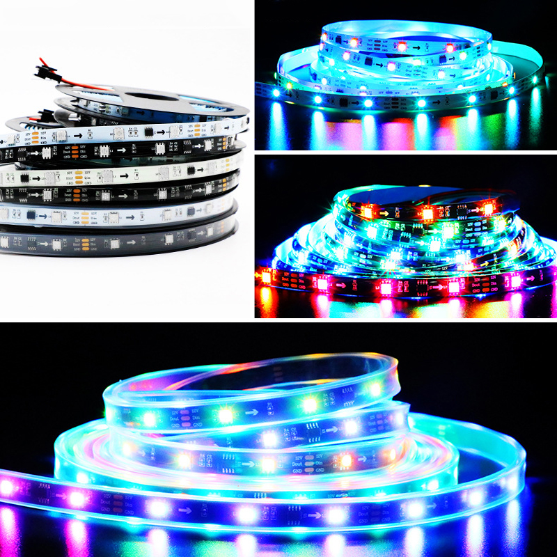 30led / m 60led / m ws2811 Magic LED Strip programmable Water RVB Lights Striches trois lumières One Control LED Éclairage DC12V IP65 Silicone Empilé étanche Usalight