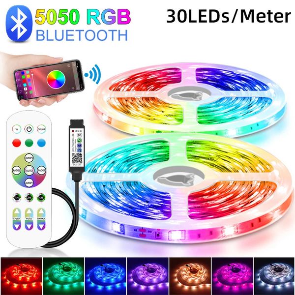 30 LED/mètre bande lumineuse LED Bluetooth 5050 WIFI RGB bande flexible TV couleur 1 M-3 M 5 M 10 M 15 M 20 M 25 M 30 M pour les fêtes dans la chambre 231025