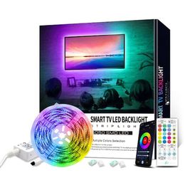 30 LEDs / M Muziek Ritme WiFi RGB Smart Light Strip USB 5V 5050RGB Lampstrip met 24-toetsen afstandsbediening