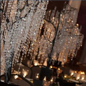 30m / 99ft / rol party decor 14mm acryl achthoekige kralen duidelijke kristal garland strengen voor bruiloft decoratie kroonluchter gratis levering