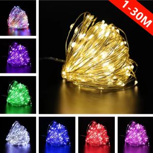 30m Copper Wire String Lights Battered Christmas Garland Fairy Light Light String Outdoor Garden Home Bedroom Party Decoration