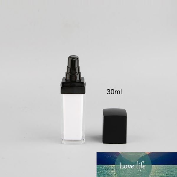 Bouteille de lotion carrée acrylique blanche de 30 ml 1 floz avec distributeur d'émulsion, pompe de presse de lotion, couvercle noir de pulvérisateur atomisé (50 pièces)