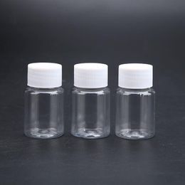 30 ml 1 oz bouteilles en plastique vides transparentes avec bouchon à vis blanc récipient de stockage de liquide de poudre solide pot pot pour la vie quotidienne de voyage Whrmm