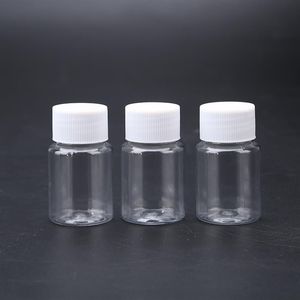 30ML 1Oz Bouteilles en plastique vides transparentes avec bouchon à vis blanc Poudre solide Conteneur de stockage de liquide Pot Pot pour Voyage Quotidien Lif230t