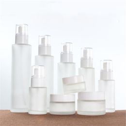 30 ml 40 ml 50 ml 60 ml 80 ml 100ml Frosted Glasfles Cream Jar Lotion Spray Pump Flessen Draagbare Hervulbare Cosmetische Container