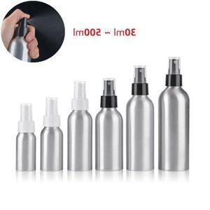 Botellas de spray de niebla fina de aluminio de 30 ml - 500 ml Botella vacía utilizada como perfume Aceite esencial Agua Botella dispensadora cosmética Qddwf