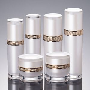 30 ml / 50ml / 100/120 ml Pearl White Acryllotion Fles Emulsy Dispenser 30G 50g Cream Jar Cosmetische Verpakking Container