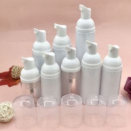 Dispensador de jabón de plástico de 30ml, 50ml, 60ml, botella de espuma blanca transparente, Mousses, desinfectante de manos portátil, loción líquida, botellas de espuma para viajes, recargable al instante
