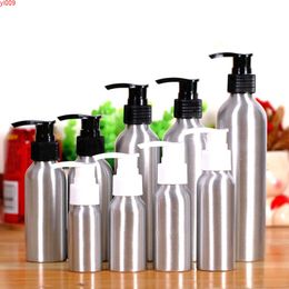 Bouteille vide en aluminium pour Lotion cosmétique, 30ml, 50ml, 60ml, 80ml, 100ml, 120ml, tête de pompe à pression noire/blanche, conteneur de protection solaire, 20 pièces/lot