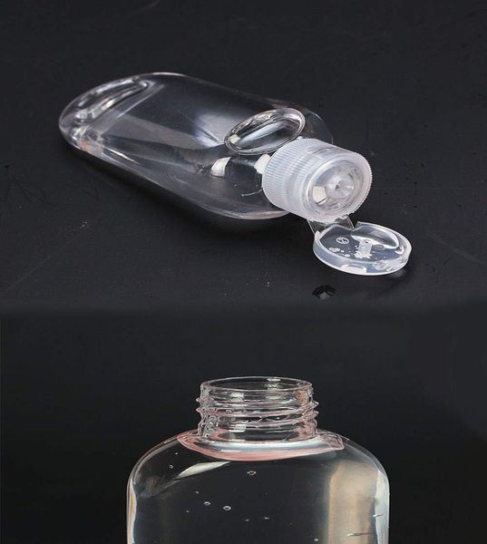 Bottiglie vuote disinfettanti per le mani da 30 ml/50 ml/60 ml, Bottiglie riutilizzabili in plastica trasparente con portachiavi Contenitori spremuti portatili con tappo a scatto EEC448