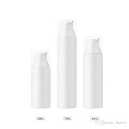 Bouteille à pompe pour lotion sans air, vide, blanche, PP, cosmétique, crème pour les mains, rechargeable, 30ml, 50ml, 75ml